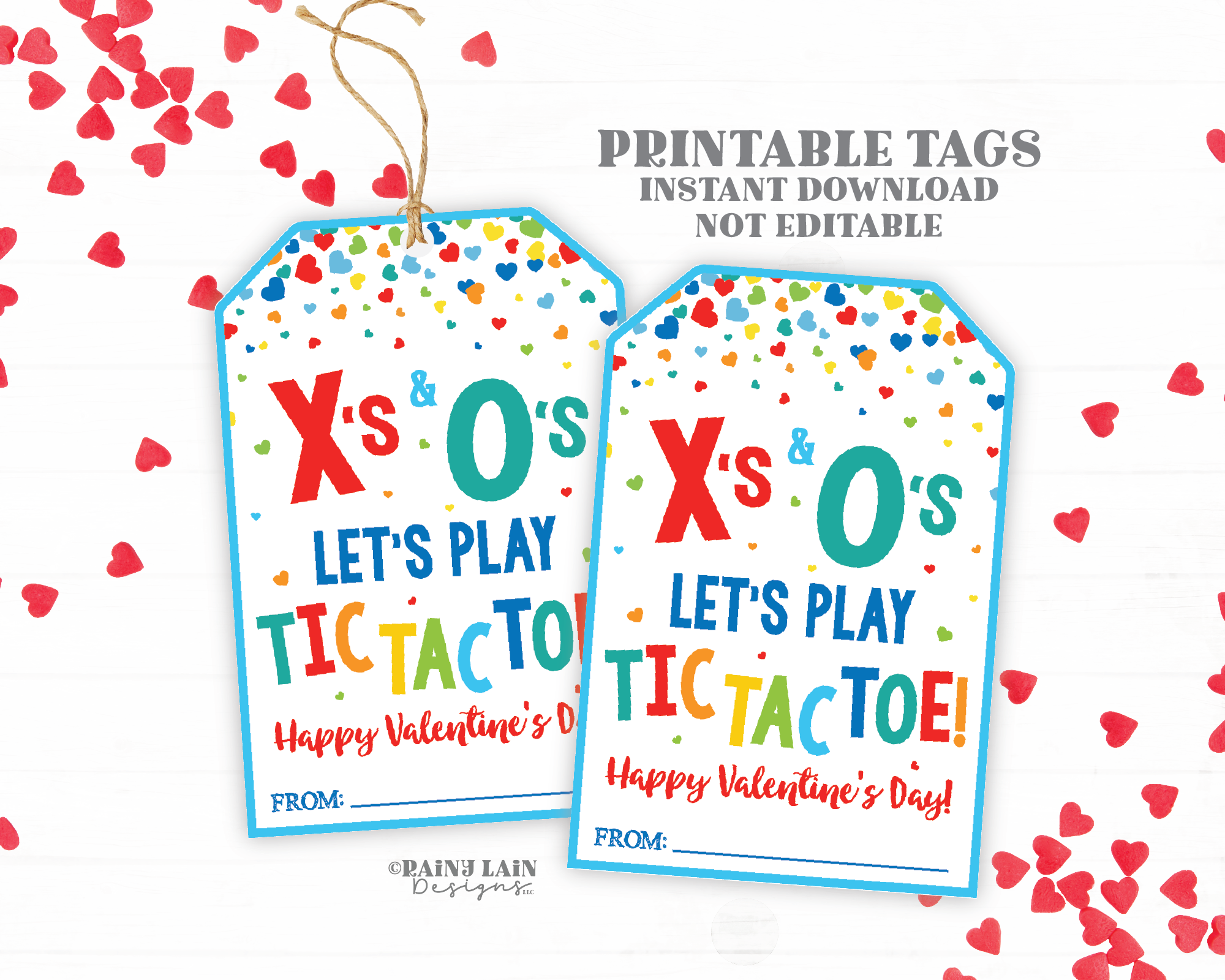 Xs and Os Valentine, Tic-Tac-Toe Valentine, Tic Tac Toe Valentine Tag, Classmate Valentine, Kids Valentine Exchange, Non-Candy