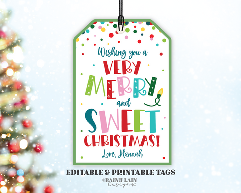 Very Merry and Sweet Christmas Tag, Holiday Treat, Teacher Appreciation, Co-Worker, Staff, Employee, School PTO PTA, Digital Download