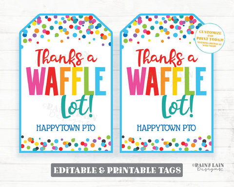 Waffle Gift Tag, Thanks a Waffle, We Appreciate You, Appreciation Gift Employee Company Staff Corporate Teacher PTO Principal Nurse School