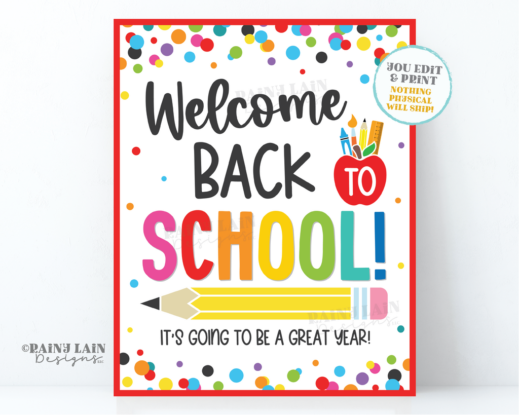 welcome-back-to-school-sign-printable-first-day-of-school-editable-1-rainy-lain-designs-llc for Free Printable Welcome Back Sign Welcome Back to School Sign, Printable First Day of School, Editable 1 – Rainy Lain Designs LLC for Free Printable Welcome Back Sign