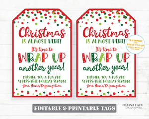 Christmas Almost Here Wrap Up Another Year Tag Holiday Printable Gift Editable Blanket Throw Wrapping Paper Client Realtor Staff Teacher