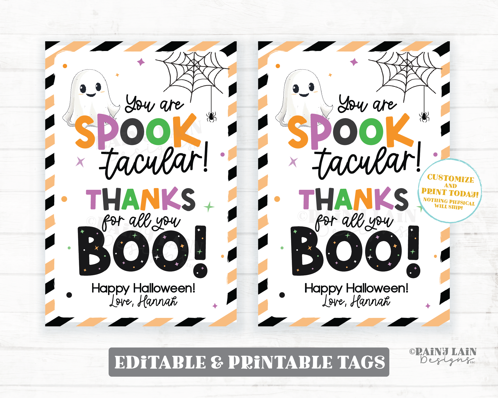 You are SPOOKtacular Thanks for all you BOO, Editable Halloween Treat Tag, Printable Favor, Staff Appreciation Employee Nurse School PTO PTA