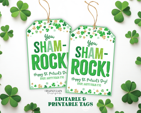 You Sham-ROCK Tag St Patrick's Day Gift St Patty's Shamrock Appreciation Thank You Favor Tag Teacher Staff Employee School PTO Classroom