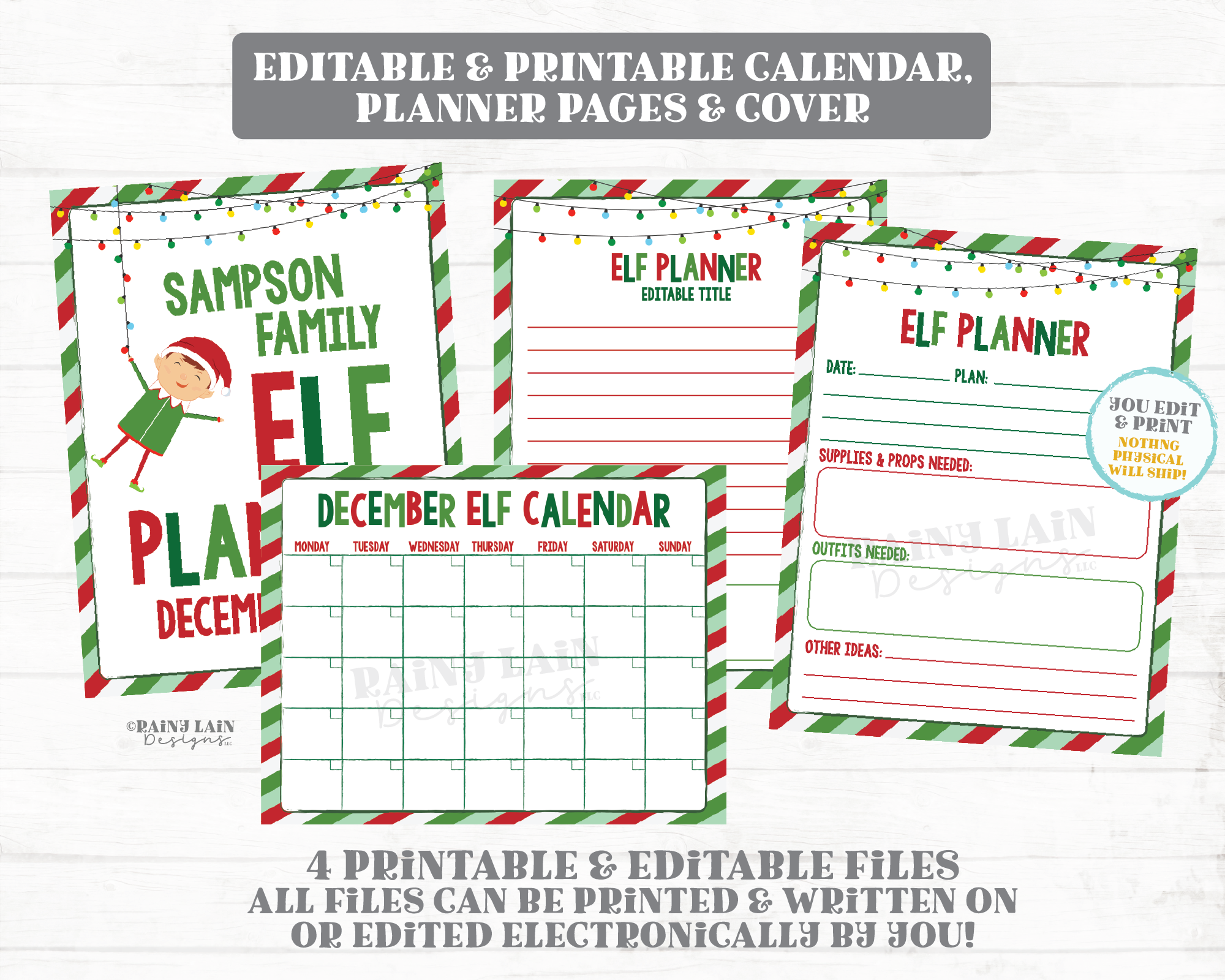 Elf Planner Printable Editable Christmas Elf Ideas Elf Printables Outfits Schedule Supplies Prop Activities Planner Instant Download Elf Kit