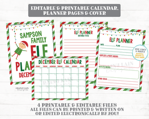 Elf Planner Printable Editable Christmas Elf Ideas Elf Printables Outfits Schedule Supplies Prop Activities Planner Instant Download Elf Kit