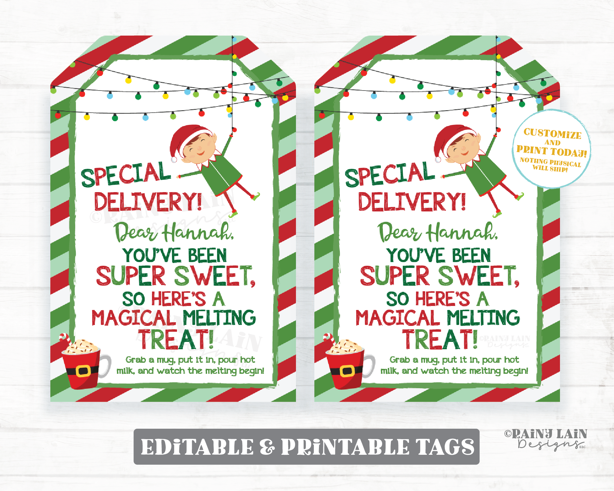 Editable Elf Special Delivery Tags Hot Cocoa Bomb Tag Chocolate Elf Ideas Treat Tag North Pole Christmas Elf Notes Christmas Tag Kisses Poop