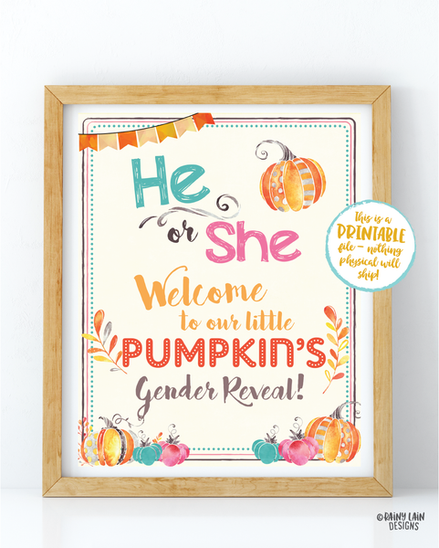Pumpkin Gender Reveal Welcome to the Big Reveal Sign, Fall Gender Reveal Welcome Sign, Gender Reveal Sign, Fall Leaves Pink pumpkins blue