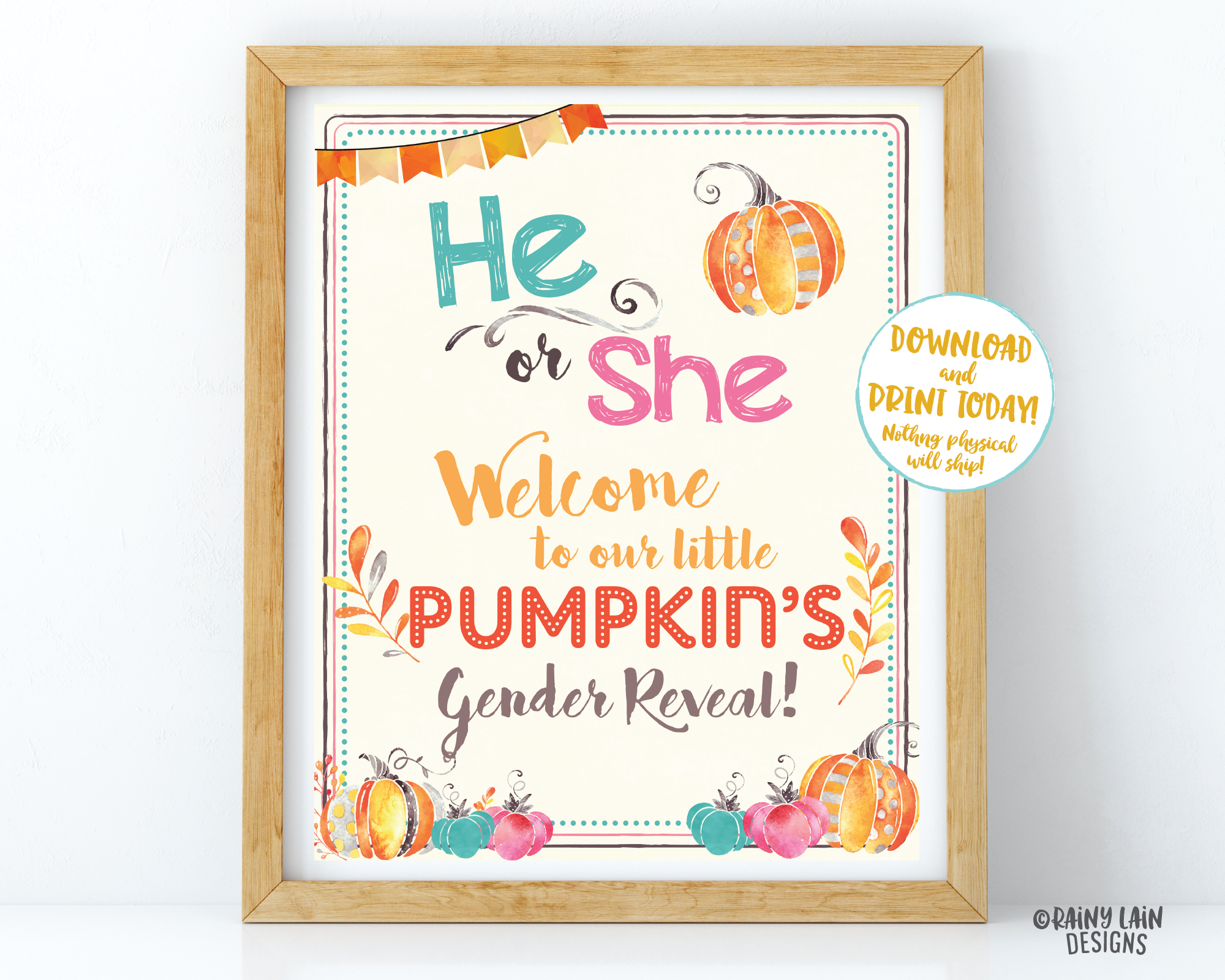 Pumpkin Gender Reveal Welcome to the Big Reveal Sign, Fall Gender Reveal Welcome Sign, Gender Reveal Sign, Fall Leaves Pink pumpkins blue