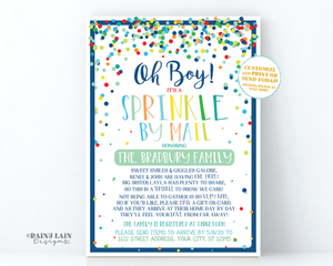 Baby Sprinkle By Mail Invitation Boy Baby Sprinkle Invite, Boy Sprinkle Ideas Sprinkle Shower Long Distance Sprinkle Navy Blue, Mint, Oh Boy