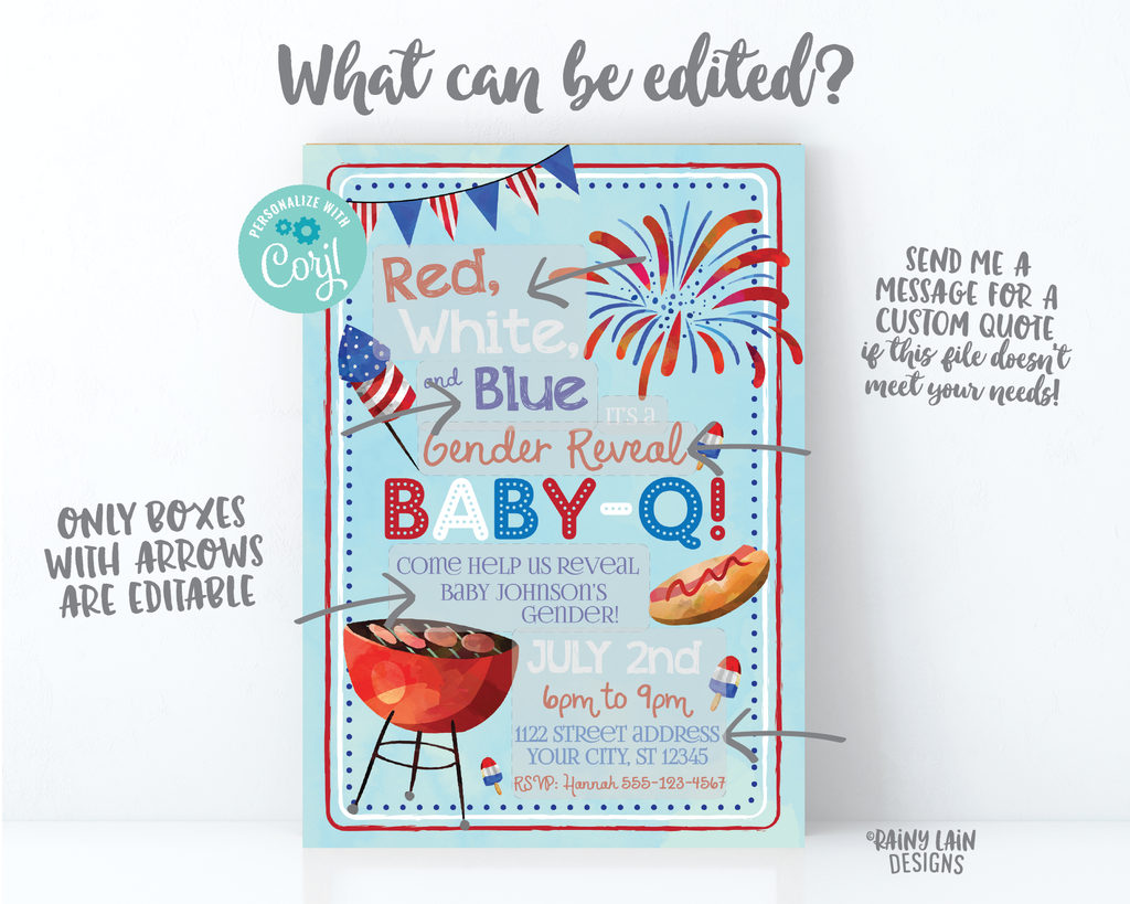 Red White and Blue Fourth of July Invitation