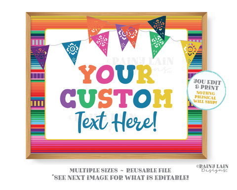 Custom Fiesta Sign Editable Serape Decorations Theme Welcome Fiesta Ideas Printable Fiesta Sign Poster Banner Birthday Shower Graduation