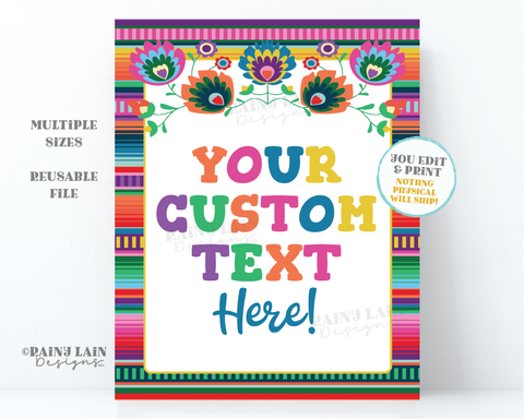 Editable Fiesta Sign Serape Decoration Cinco De Mayo Birthday Printable Banner Three-esta First Taco Twos-day Shower Gender Reveal Poster