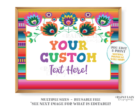 Editable Fiesta Sign Serape Custom Printable Fiesta Sign Decorations Theme Welcome Fiesta Ideas Poster Banner Birthday Shower Graduation