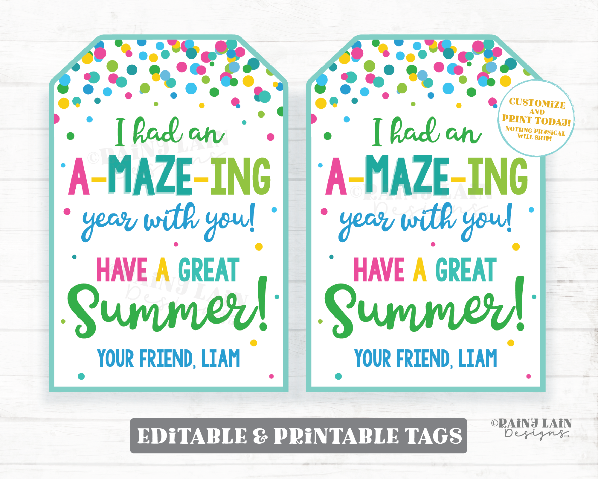 A-MAZE-ing School Year Tags Have a Great Summer Favor Maze Game Keychain End of School Year Preschool Classroom Student Printable Gift Tag