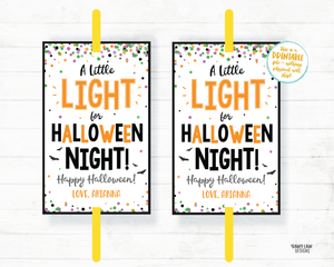 A little Light for Halloween Night Glow Stick Tag, Glow Stick Party Favor Tags, Halloween Favor Tags, Trick or Treat Tags, Glow Tag