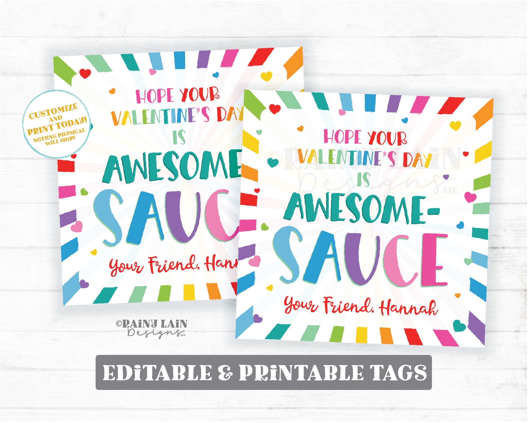 Awesome Sauce Tag Applesauce Valentine Apple Sauce Preschool Classroom Hot Friend Co-Worker Printable Editable Easy Kids Non-Candy Valentine