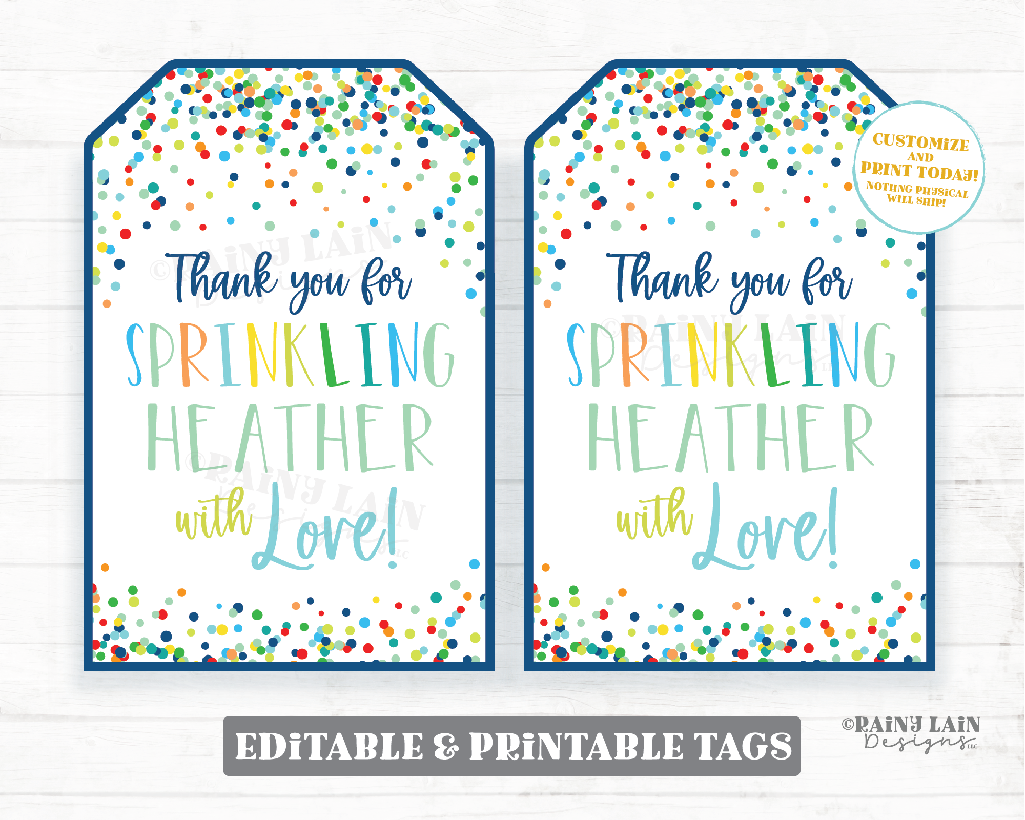 Baby Sprinkle Thank You Tags Editable Boy Baby Sprinkle Favor Mint Nav – Rainy Lain Designs LLC for Customizable Free Printable Thank You Tags For Favors