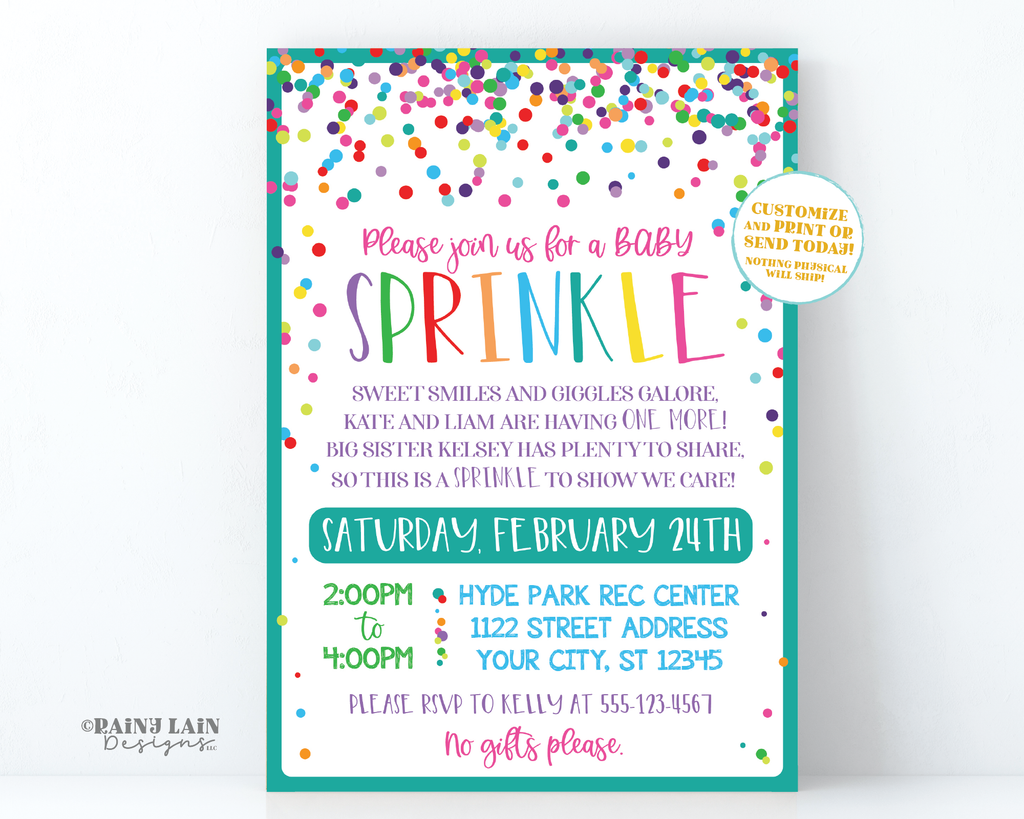 Sprinkle hot sale invitations girl
