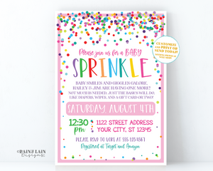 Rainbow Baby Sprinkle Invite Pink Baby Sprinkle Invite Girl Baby