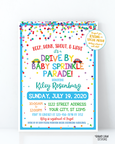 Drive By Baby Sprinkle Invitation Baby Sprinkle Drive By Invite, Sprinkle Drive By Parade Invite, Gender Neutral, Social Distancing Sprinkle