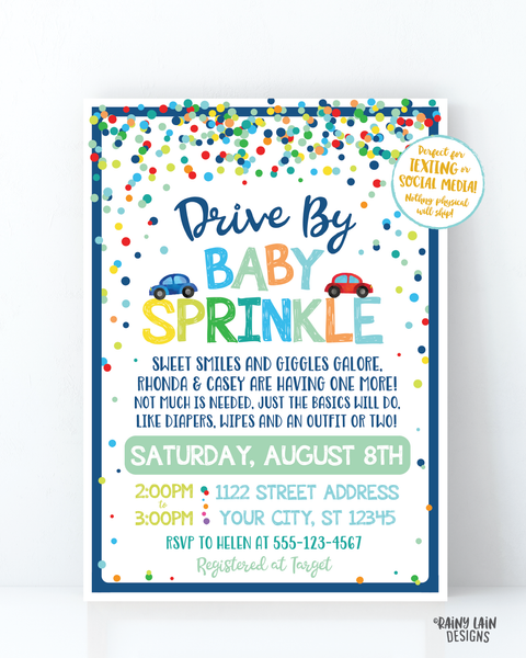 Baby Sprinkle Drive By Invite Boy Drive By Baby Sprinkle Invitation, Sprinkle Drive By Parade Invite, Social Distancing Sprinkle Car Parade