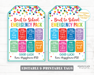 Back to School Emergency Kit First Day of School Emergency Kit Tag for Teacher Appreciation Staff Gift Tag Survival Kit Tag Principal PTO