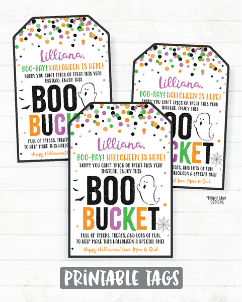 Boo Bucket Tags Halloween Boo Basket 2020 Halloween Printable Halloween Gift Tag Favor Tag Editable Halloween Social Distancing Pandemic