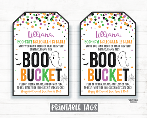 Boo Bucket Tags Halloween Boo Basket 2020 Halloween Printable Halloween Gift Tag Favor Tag Editable Halloween Social Distancing Pandemic