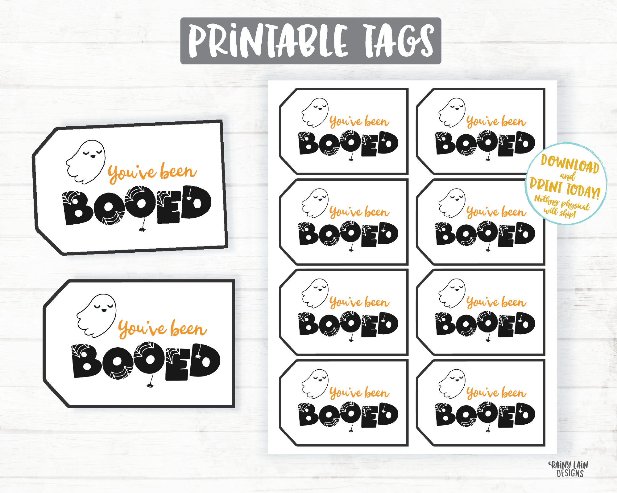 You've Been BOOed Tag Happy Halloween Printable Ghost Tag Halloween Gi – Rainy Lain Designs LLC for Boo Bag Tags Printable Free