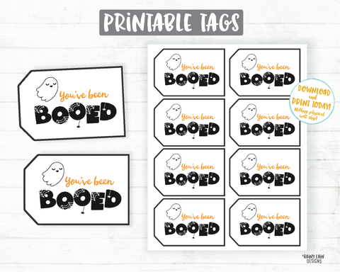 You've Been BOOed Tag Happy Halloween Printable Ghost Tag Halloween Gift Tag Halloween Package Tie Cookie Tag Boo Tag Birthday Party Favor