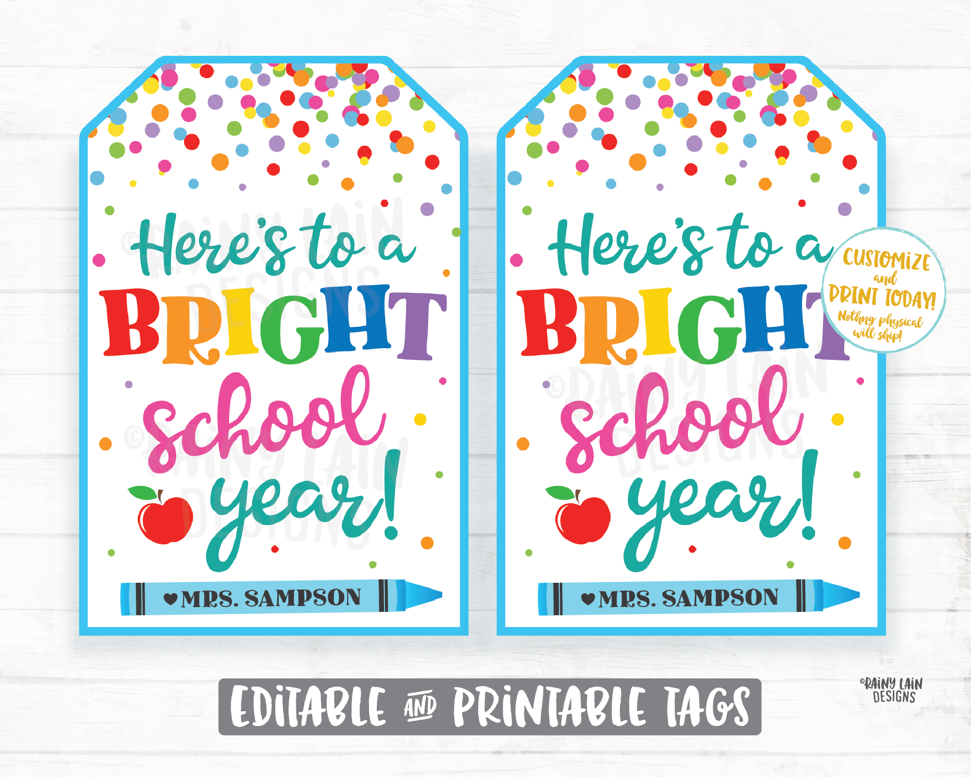 here-s-to-a-bright-school-year-tags-first-day-of-school-tags-back-to-rainy-lain-designs-llc for Back To School Gift Tags Printable Free Here's to a Bright School Year Tags, First Day of School Tags, Back to – Rainy Lain Designs LLC for Back To School Gift Tags Printable Free