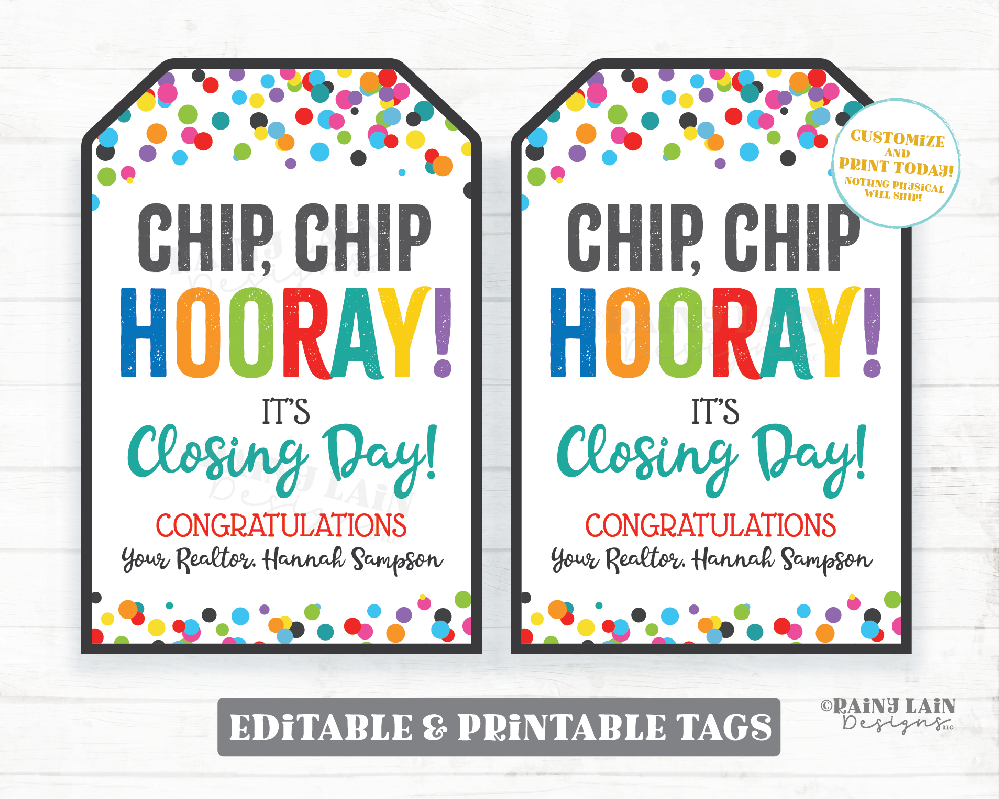 Chip Chip Hooray It's Closing Day Tags Realtor Client Gift Chocolate Chip Cookies Chip Gift Basket Congratulations New Home Printable