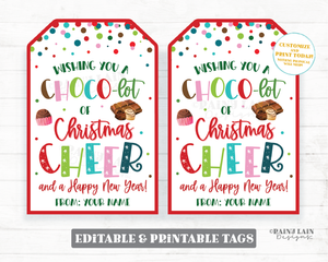 Christmas Chocolate Gift Tag Holiday Choco-lot of Christmas Cheer Employee Staff Student Classroom Preschool Teacher Favor Tag PTO Gift Tag