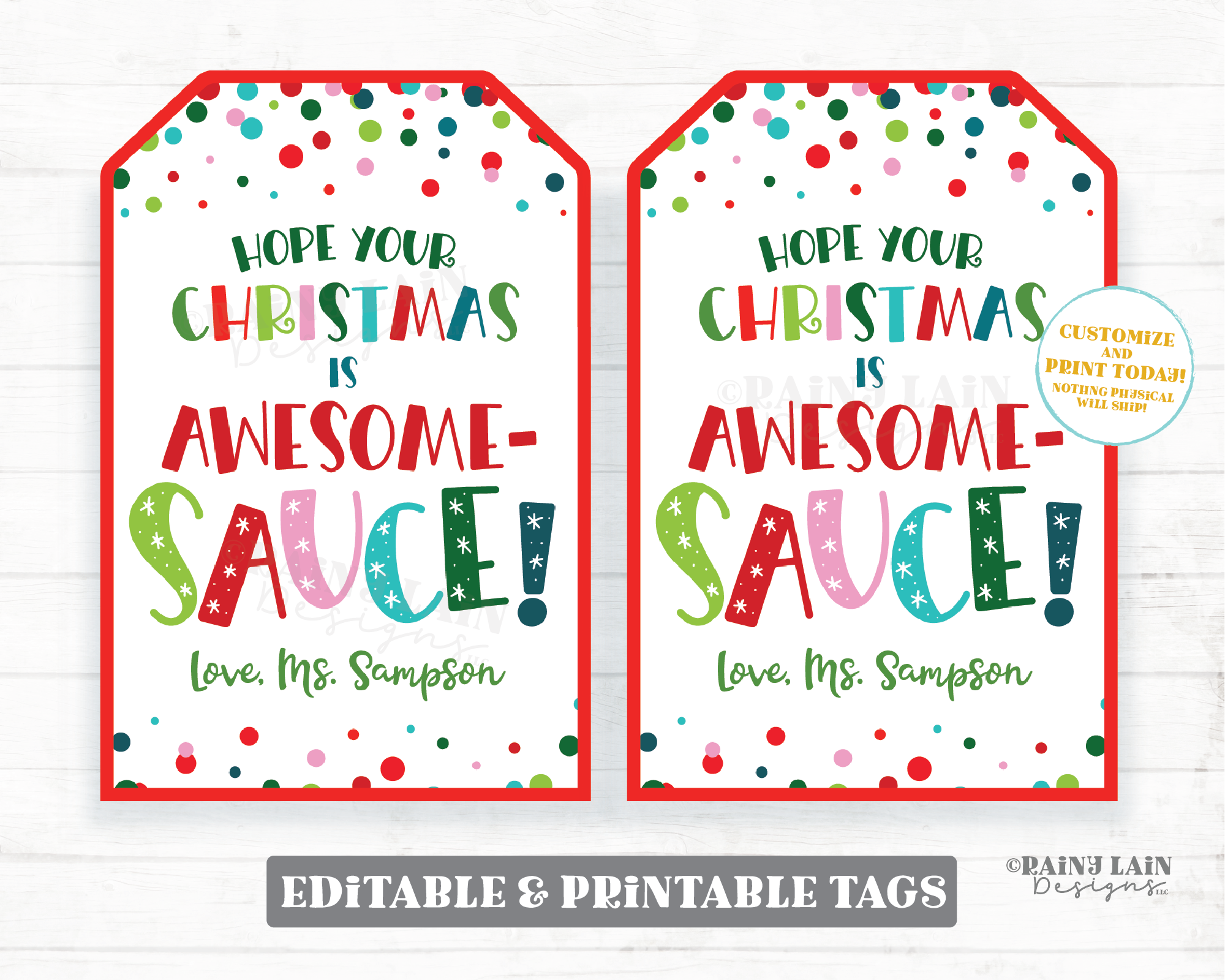 Christmas is Awesome Sauce Tag Holiday Applesauce Pouch Gift Tag From Teacher to Student Classroom Preschool Kids Printable Winter Favor Tag