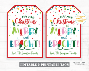 Merry and Bright Tag Christmas Gift Tags Holiday Appreciation Tag Christmas Favor Tags Employee Company Staff Teacher Sweets Treats Exchange