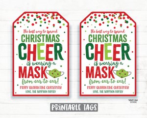 The Best Way to Spread Christmas Cheer is Wearing a Mask from Ear to Ear Face Mask Gift Tag Holiday Tags Employee Essential Staff Teacher