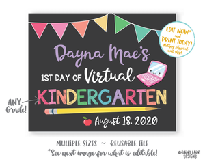 First Day of School Sign Template Editable 1st day of Kindergarten Preschool Pre-K 1st 2nd 3rd 4th 5th Back to School Chalkboard Photo Prop