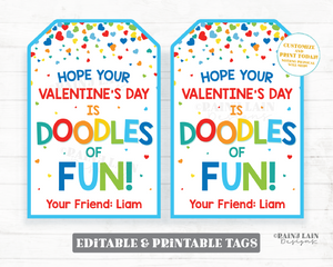 Valentine's Day Doodles of Fun Tag Sketch Game Drawing Pad Valentine Gift Preschool Classroom Printable Kids Non-Candy Valentine Tag