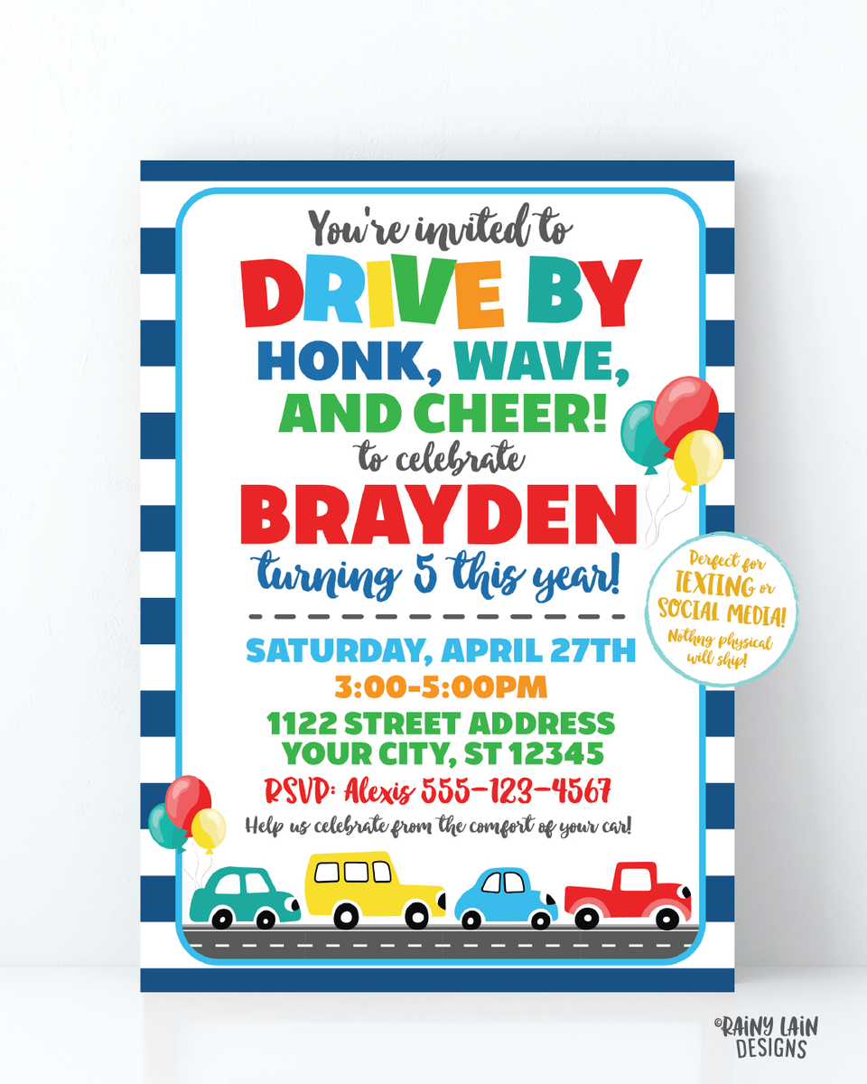 Drive By Party Invitation, Social Distancing Party, Drive By Birthday ...