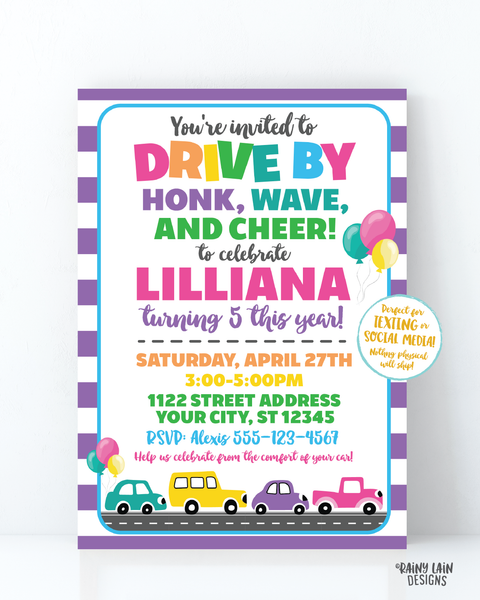 Drive By Party Invitation, Drive By Party Girl Drive By Party, Social Distancing Party, Drive By Birthday Invitation, Stay at Home Party Car