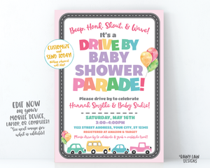 Drive By Baby Shower Invitation Girl Drive By Baby Shower Invite, Boy Baby Shower Drive By Parade, Social Distancing Baby Shower Car Parade