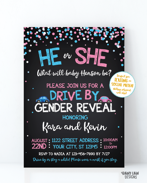 Drive By Gender Reveal Invitation Gender Reveal Drive By Parade Gender Reveal Drive By Invite Through Gender Reveal Invite Social Distancing