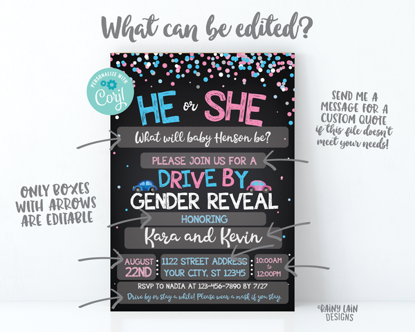 Drive By Gender Reveal Invitation Gender Reveal Drive By Parade Gender Reveal Drive By Invite Through Gender Reveal Invite Social Distancing