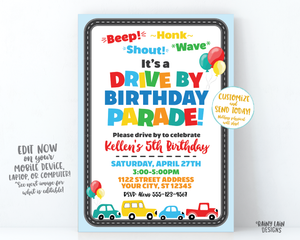 Drive By Birthday Parade Invitation, Drive By Party Invite, Social Distancing Party, Drive By Parade Boy Drive By Party Stay at Home Party