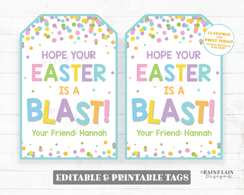 Hope your Easter is a Blast Tags Spring Break Gift Tags Water Toy Rocket Whoopee Cushion Preschool Classroom Kids From Teacher Favor