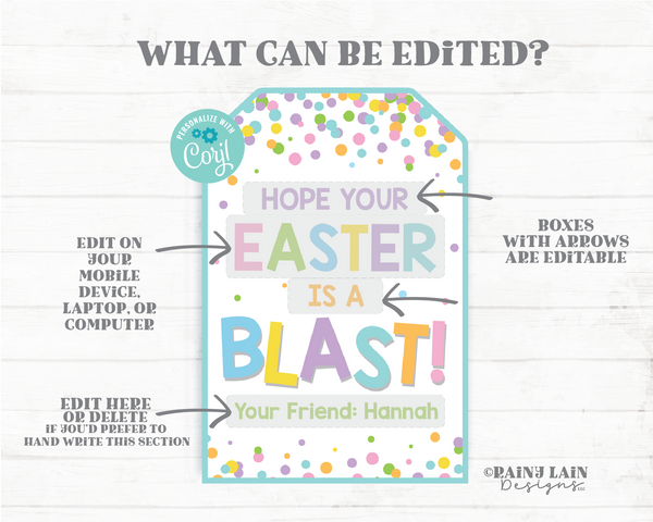 Hope your Easter is a Blast Tags Spring Break Gift Tags Water Toy Rocket Whoopee Cushion Preschool Classroom Kids From Teacher Favor