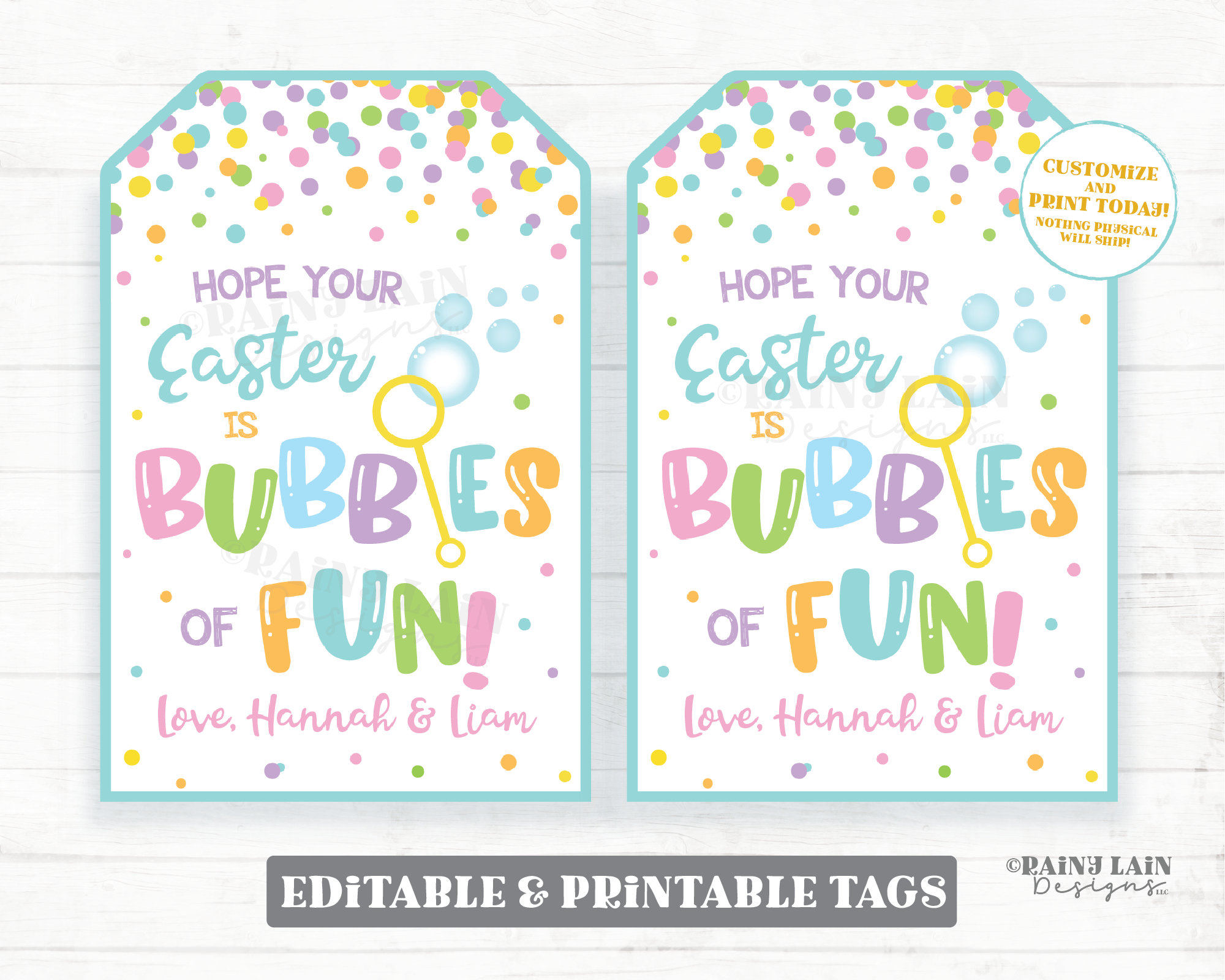 Hope your Easter is Bubbles of Fun Tags Spring Break School Gift Tags Preschool Classroom Printable Kids Teacher Bubbles Favor Tag Pastel