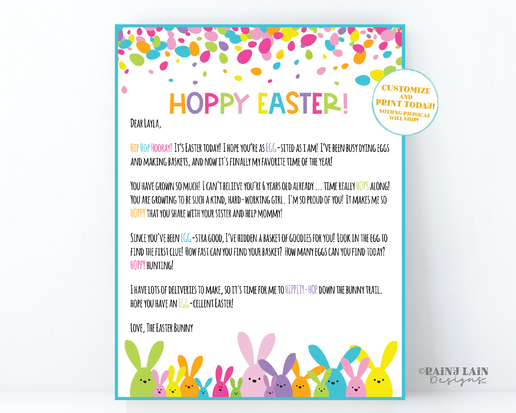 Easter Bunny Letter Editable Letter from the Easter Bunny Easter Scavenger Hunt Printable Easter Printable Easter Egg Hunt Printables