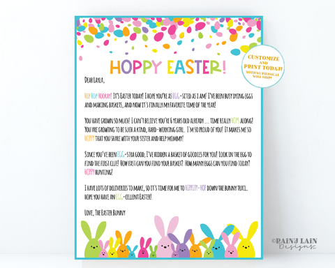 Easter Bunny Letter Editable Letter from the Easter Bunny Easter Scavenger Hunt Printable Easter Printable Easter Egg Hunt Printables