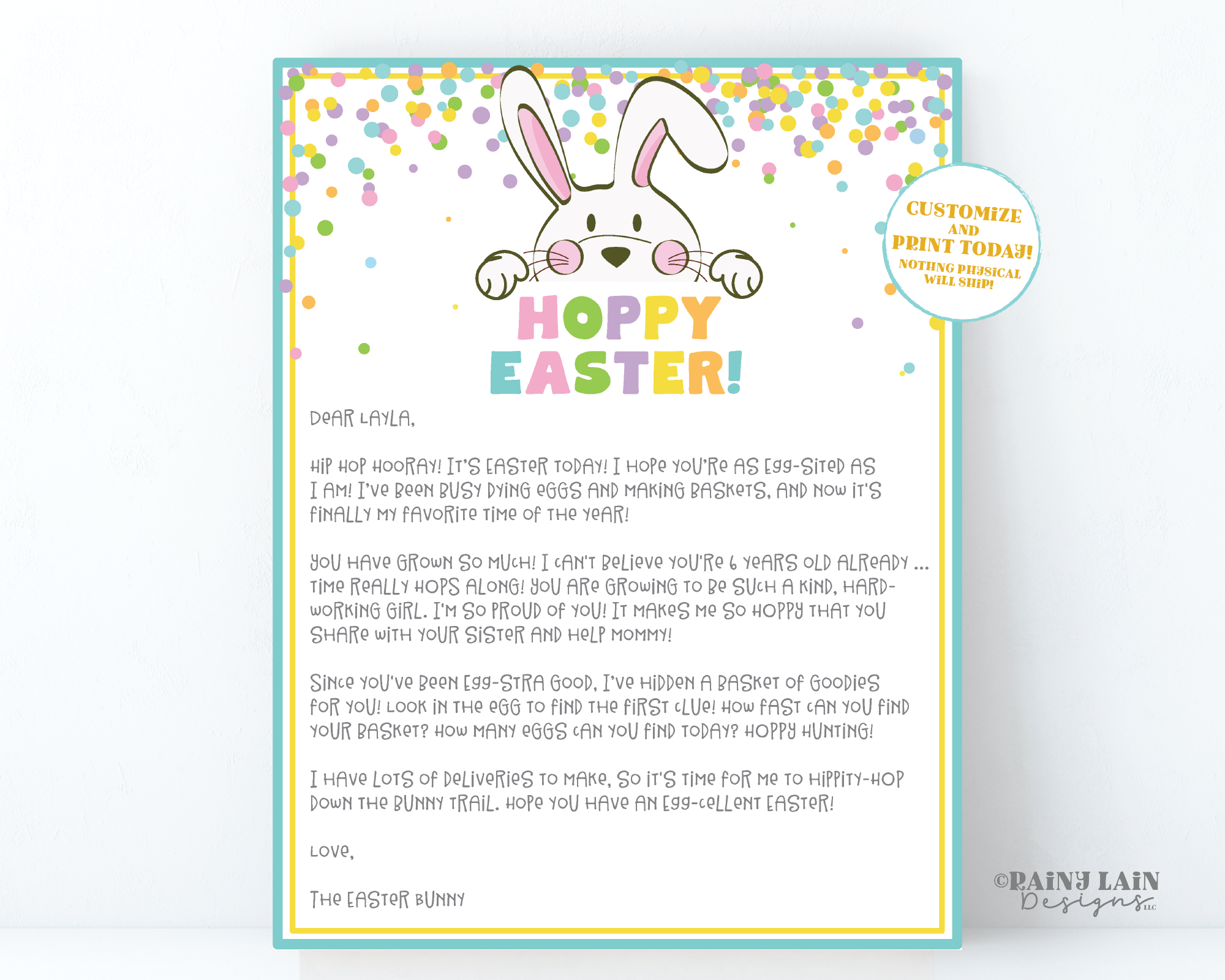 Easter Bunny Letter Editable Letter from the Easter Bunny Easter Printable Easter Egg Hunt Printables Easter Scavenger Hunt Printable